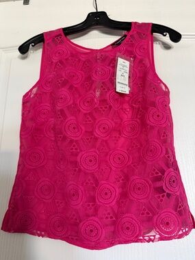 Bebe Hot Pink Lace Overlay Sleeveless Camisole.